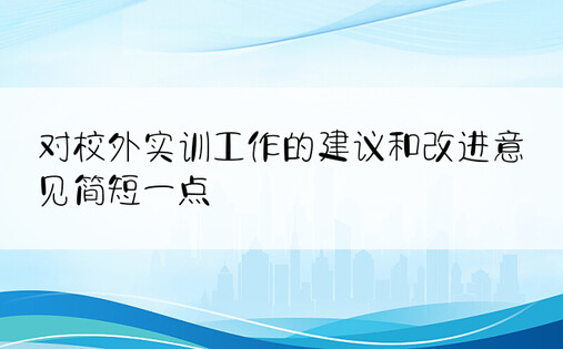 对校外实训工作的建议和改进意见简短一点