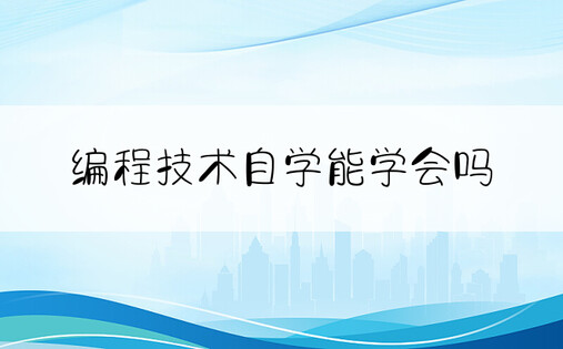 编程技术自学能学会吗